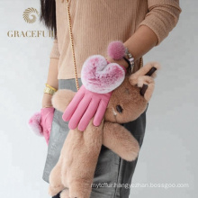 Hot sale autumn winter warm leopard fur gloves